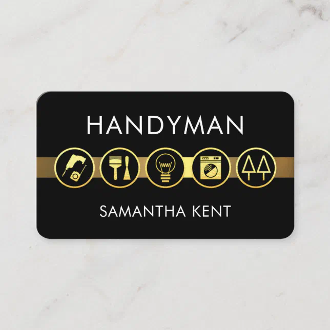 Minimalist Gold Line Handyman Tools Business Card | Zazzle