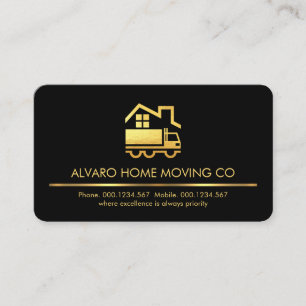 Minimalist Gold Line Home Moving Business Card