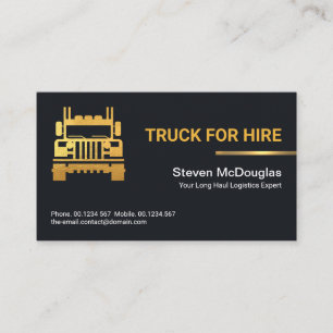 Minimalist Gold Line Long Haul Freight Trucking Business Card