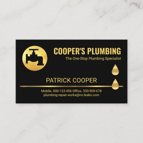 Minimalist Gold Line Plumber Pipe Business Card