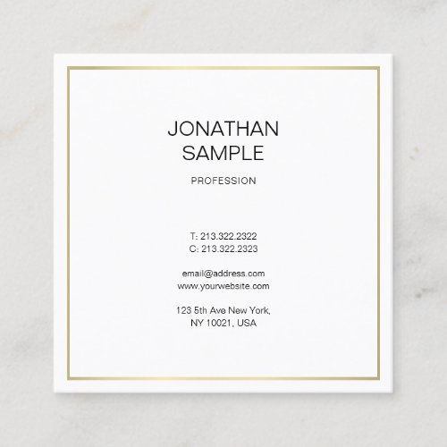 Minimalist Gold Look Modern Professional Elegant Square Business Card