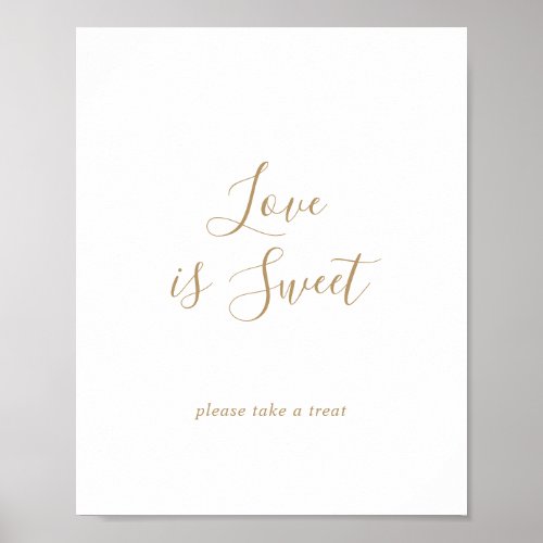 Minimalist Gold Love Is Sweet Wedding Sign