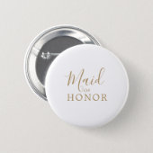 Minimalist Gold Maid of Honor Bridal Shower Button (Front & Back)