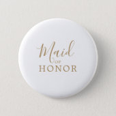 Minimalist Gold Maid of Honor Bridal Shower Button (Front)