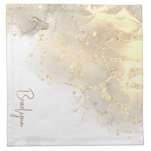Minimalist Gold Marble Name Cloth Napkin