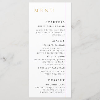 Minimalist Gold Menu Card