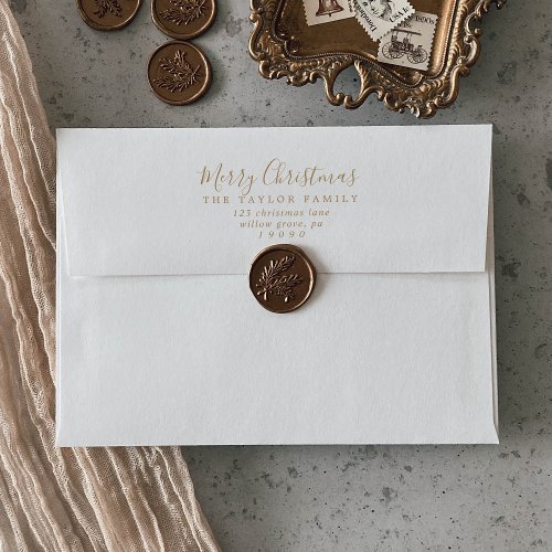 Minimalist Gold Merry Christmas Card Envelope