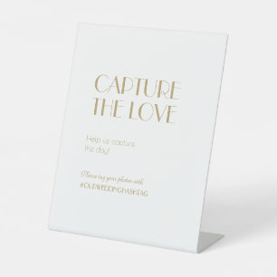 Minimalist Gold Modern Art Deco Capture the Love Pedestal Sign