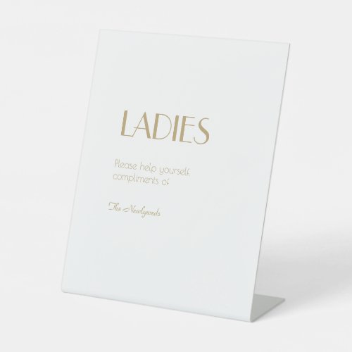 Minimalist Gold Modern Art Deco Ladies Bathroom Pedestal Sign