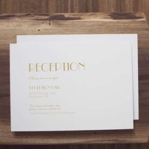 Minimalist Gold Modern Art Deco Reception Details Enclosure Card