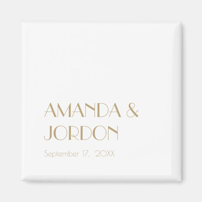 Minimalist Gold Modern Art Deco Wedding Magnet (Front)