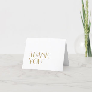 Minimalist Gold Modern Art Deco Wedding Photo Letterpress Thank You Card