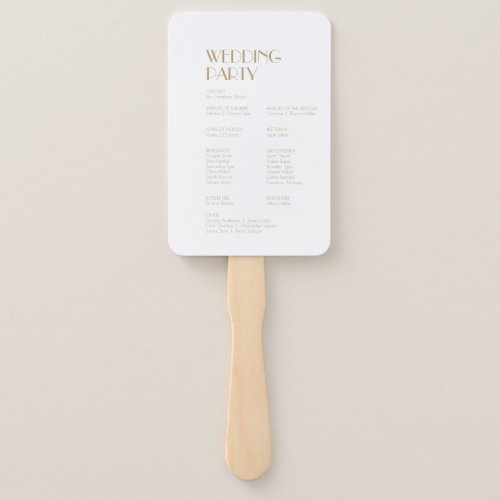 Minimalist Gold Modern Art Deco Wedding Program Hand Fan