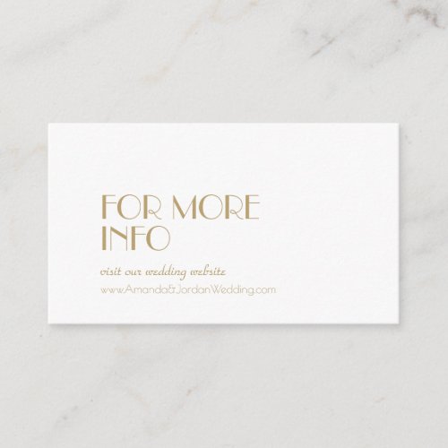 Minimalist Gold Modern Art Deco Wedding Website Enclosure Card