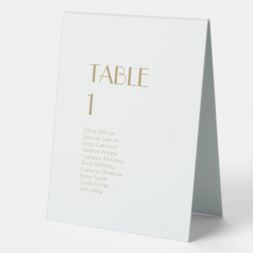 Minimalist Gold Modern Deco guests table tent sign