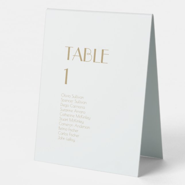 Minimalist Gold Modern Deco guests table tent sign (Back)