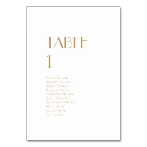 Minimalist Gold Modern Deco Table Number Guests