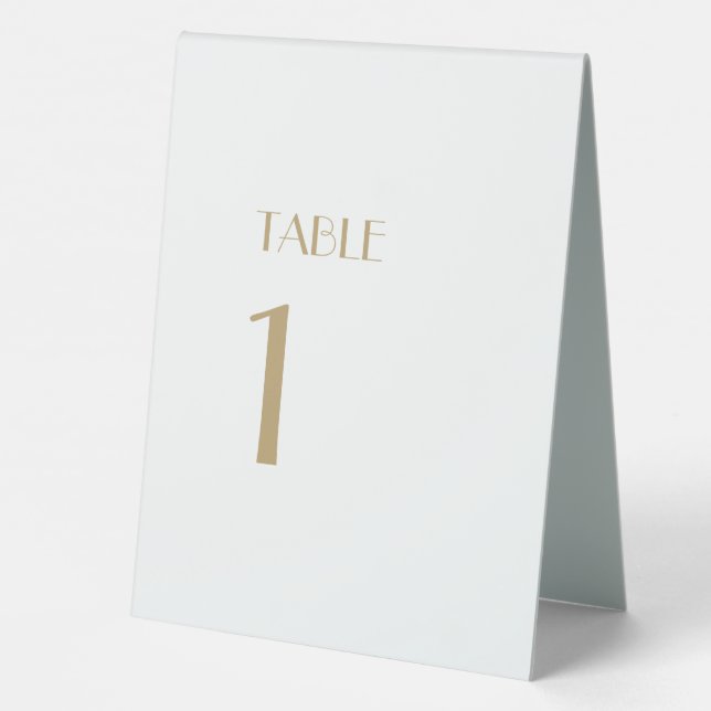 Minimalist Gold Modern Deco Table Number Tent Sign (Back)