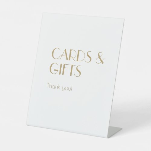 Minimalist Gold Modern Deco Wedding Cards Gifts Pedestal Sign