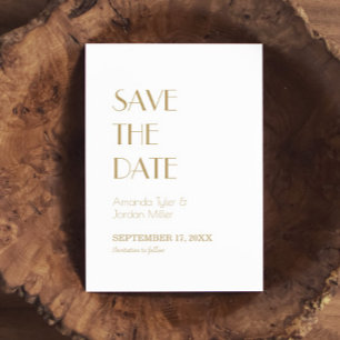 Minimalist Gold Modern Deco Wedding Save The Date