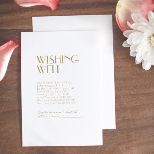 Minimalist Gold Modern Deco Wedding Wishing Well Enclosure Card