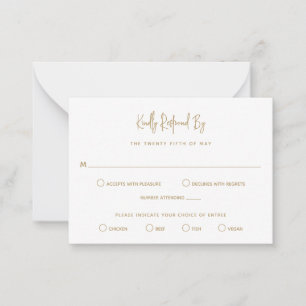 Minimalist Gold Modern Mini Wedding RSVP Note Card