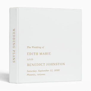 Minimalist Gold Modern Wedding 3 Ring Binder