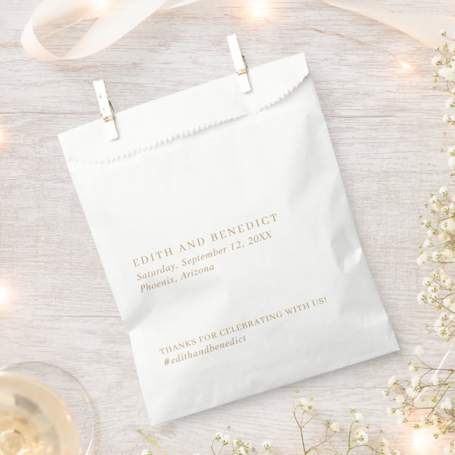 Minimalist Gold Modern Wedding Favor Bag (Clipped)