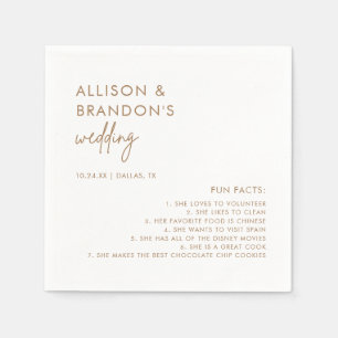 Minimalist Gold Modern Wedding Fun Facts Napkins