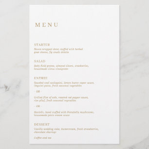 Minimalist Gold Modern Wedding Menu Flyer