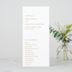 Minimalist Gold Modern Wedding Program