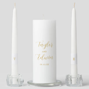 Minimalist Gold Modern Wedding Unity Candle Set