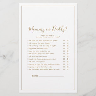 Minimalist Gold Mommy or Daddy Game