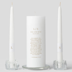 Minimalist Gold Monogram Classic Wedding Unity Candle Set