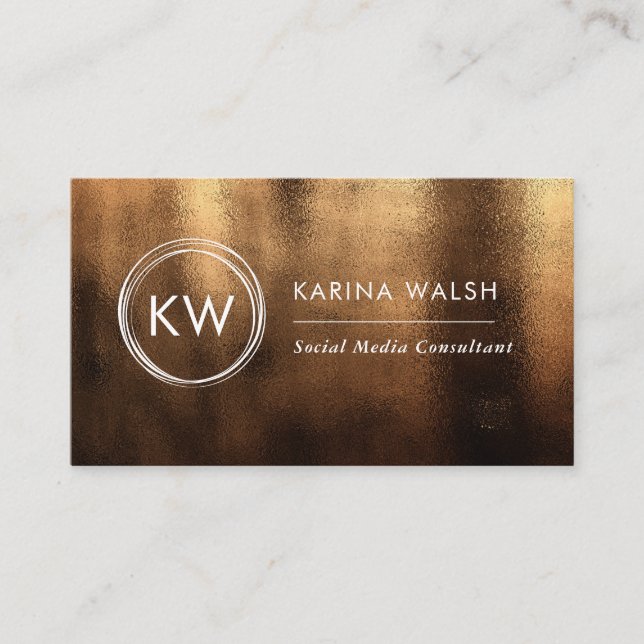Minimalist gold monogram logo business card (Front)