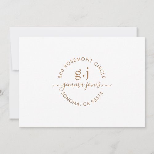 Minimalist Gold Monogram Script Name Note Card