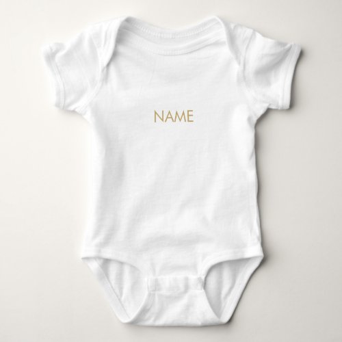 Minimalist gold name text monogram baby bodysuit