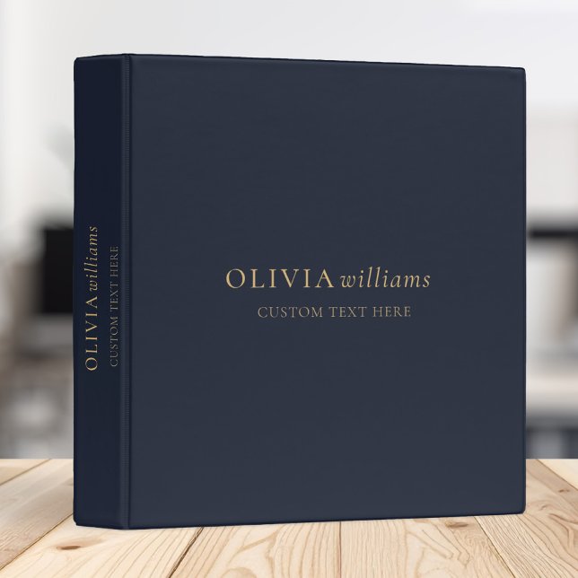 Minimalist Gold Navy Blue Simple Professional 3 Ring Binder (Creator Uploaded)