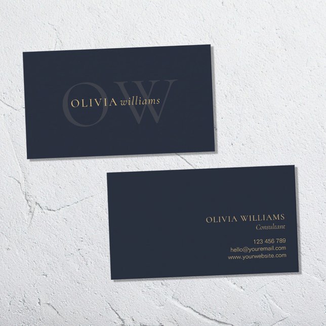 Minimalist Gold Navy Blue Simple Professional Business Card (Creator Uploaded)