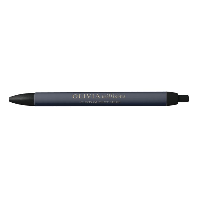 Minimalist Gold Navy Blue Simple Professional Pen (Front)