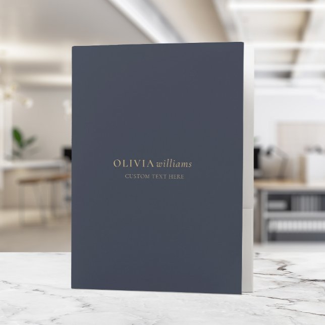 Minimalist Gold Navy Blue Simple Professional Pocket Folder (Creator Uploaded)