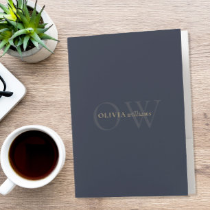 Minimalist Gold Navy Blue Simple Professional Pocket Folder