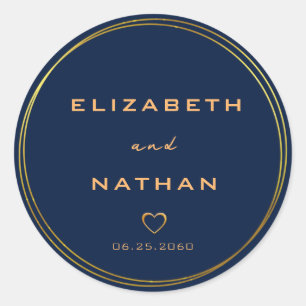 Minimalist Gold Navy Blue Wedding Envelope Seals