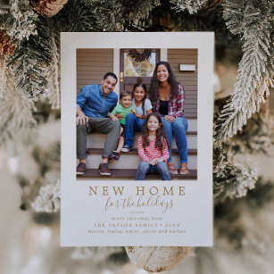 Minimalist Gold New Home For The Holidays Photo Holiday Card