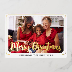 Minimalist Gold Photo Christmas Foil Holiday Card