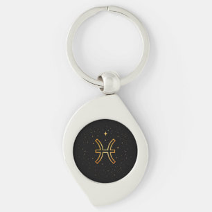 Minimalist Gold Pisces Zodiac Keychain