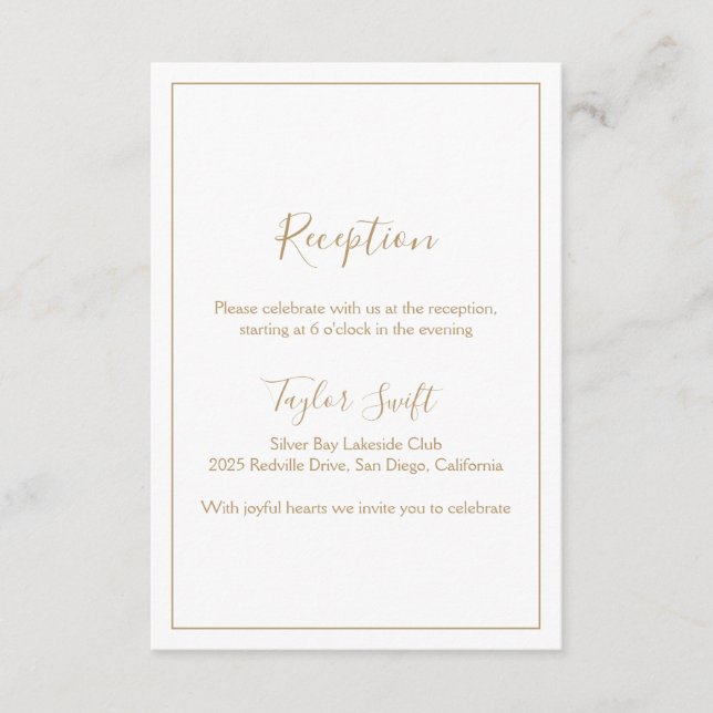 Minimalist Gold Reception Insert Card (Front)