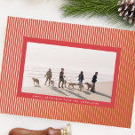Minimalist Gold & Red Pin Stripe Christmas Photo Foil Holiday Card<br><div class="desc">Minimalist Gold & Red Pin Stripe Christmas Photo Foil Holiday Card
*real foil
*Please contact us for additional stationery or check out our christmas holiday collections</div>