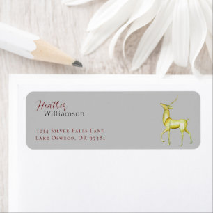Minimalist Gold Reindeer Christmas Holiday Label