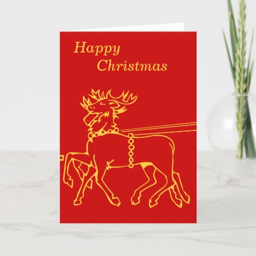 minimalist gold reindeer design for christmas holiday card